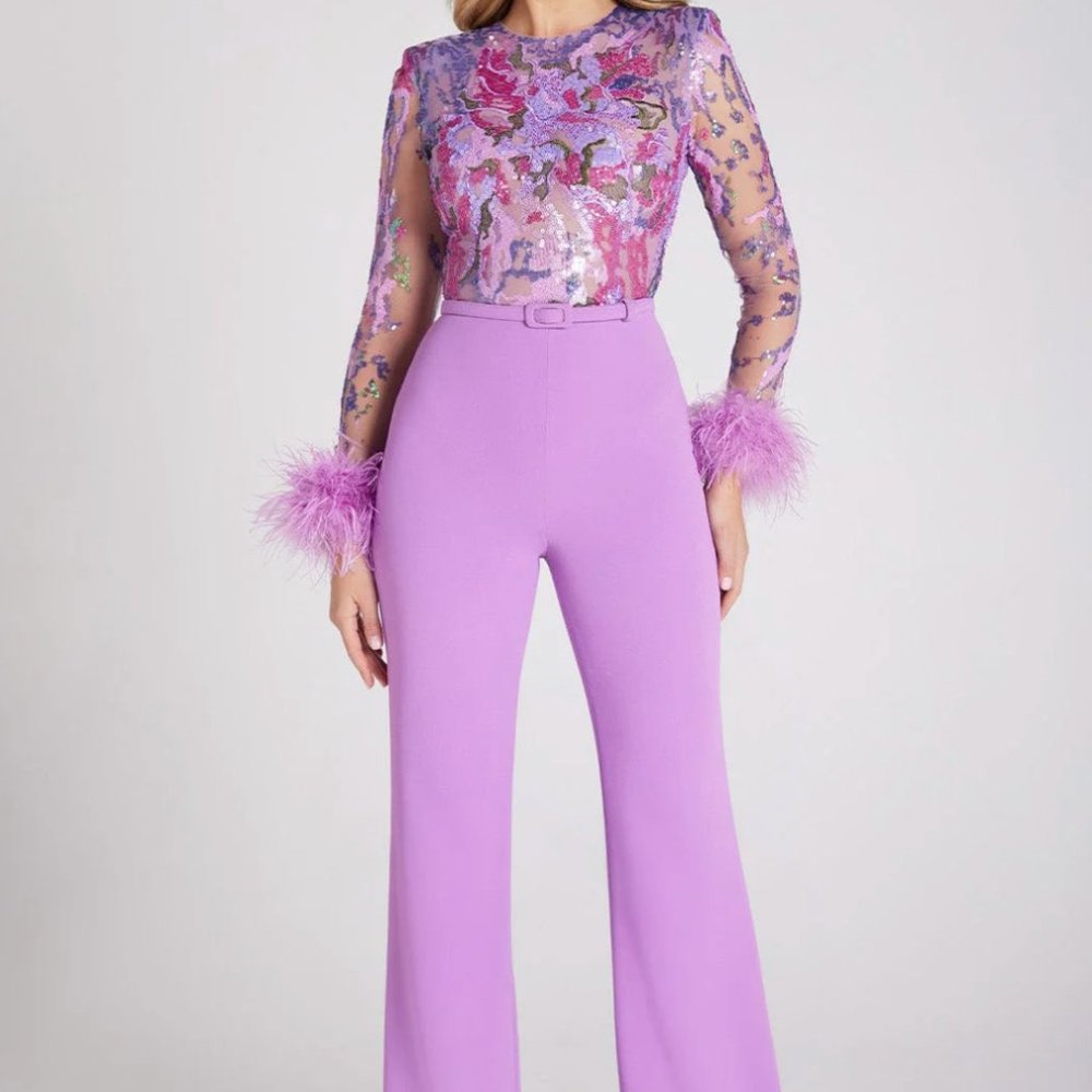 NWT Nadine Merabi Michaela Purple Jumpsuit Size Small in Lilac